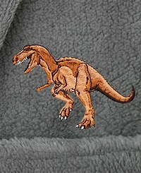 Linum Home Kids Dino Super Plush Double Brushed Hooded Bathrobe