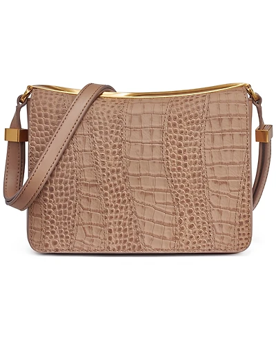 Donna Karan New York Jericho Croco Wave Flap Shoulder with Sculpted Hardware