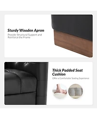 Gabriel Mid-Certury Modern Genuine Leather Swivel Club Chair with