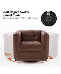 Gabriel Mid-Certury Modern Genuine Leather Swivel Club Chair with