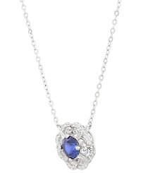 2-Pc. Set Lab Created Blue Sapphire (1-5/8 ct. t.w.) & Lab Created White Sapphire (1-5/8 ct. t.w.) Flower Halo Pendant Necklace & Matching Stud Earrin