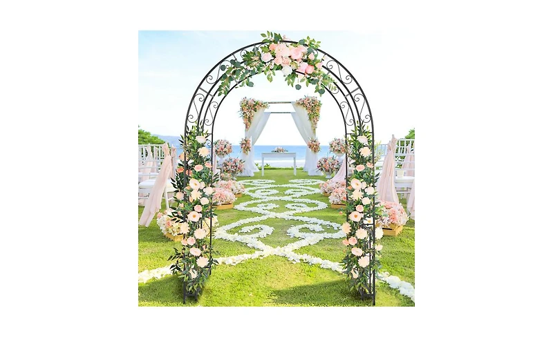 Slickblue Double Layer Iron Art Arc Top Stylish and Durable Decorative Piece for Home or Garden