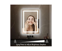 gaomon Led Bathroom Mirror 20X28“ Wall-Mounted Vanity Mirrors Stepless Dimmable Wall Mirrors with Anti-Fog, Backlit + Front Lit, Memory Functio