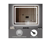 gaomon Led Bathroom Mirror 20X28“ Wall-Mounted Vanity Mirrors Stepless Dimmable Wall Mirrors with Anti-Fog, Backlit + Front Lit, Memory Functio