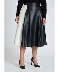 Eloquii Plus Colorblocked Faux Leather Full Midi Skirt