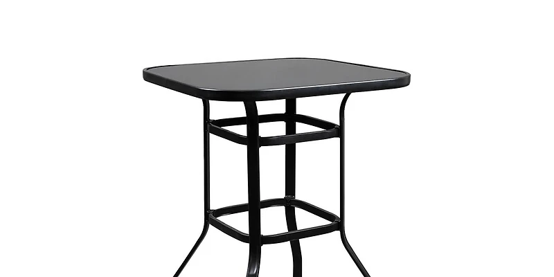 Slickblue Wrought Iron Glass High Bar Table – Elegant Patio Bar Table for Outdoor Entertaining, Combining Style and Durability