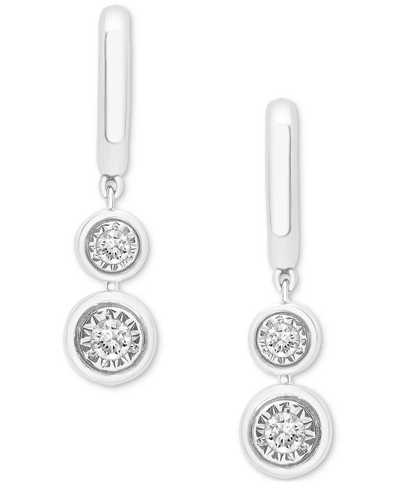 2-Pc. Set Diamond Circle Cluster Pendant Necklace & Matching Dangle Earrings (1/3 ct. t.w.) in Sterling Silver or 14k Gold-Plated Sterling Silver, Cre