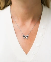 Diamond Bow 17" Pendant Necklace (1/10 ct. t.w.) in Sterling Silver