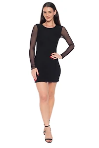 Bebe Women's PowerMesh Long Sleeve T-shirt Dress