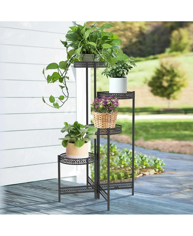 Unho Metal Multi-tier Planter Flowers Pots Holder Garden Patio Decor Plants Rack Stand