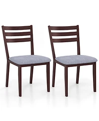 Gymax Upholstered Dining Chair Set of 2 Armless Cushioned Seat Hollow Curved Backrest