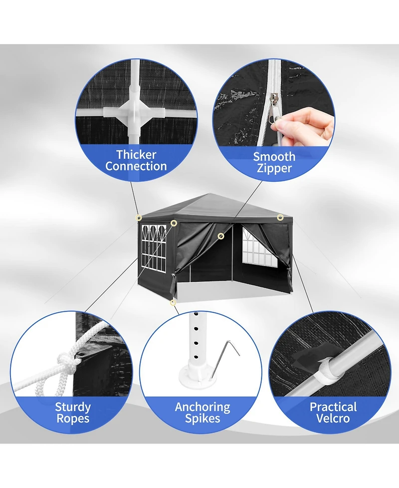 Slickblue Waterproof Gazebo Outdoor Canopy - Patio Tent for Wedding, Bbq, and Party Events