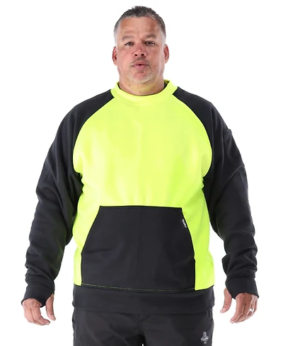 RefrigiWear Big & Tall Two-Tone HiVis Crewneck Sweatshirt - High Visibility Safety Pullover with Contrast Design