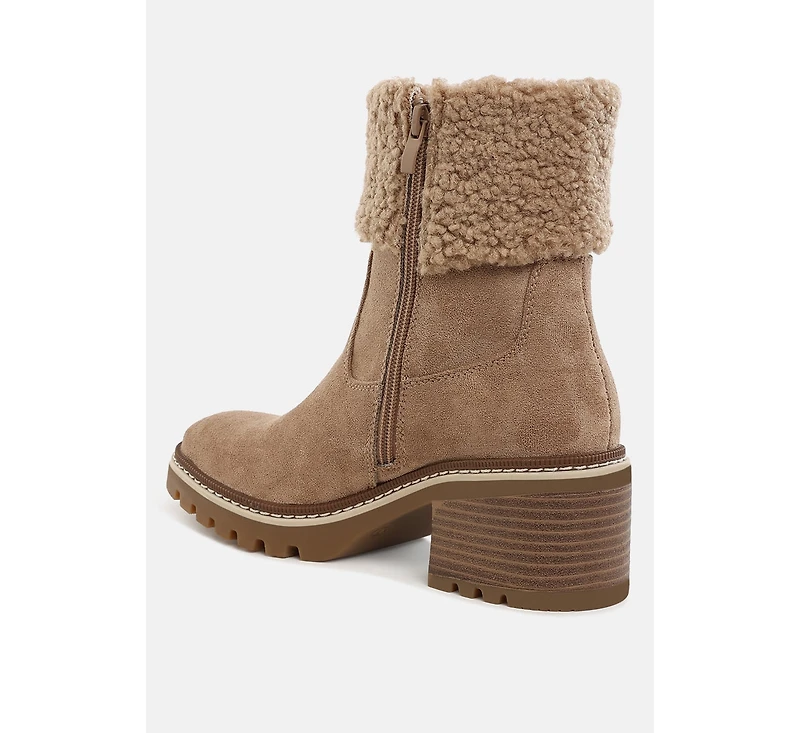Woolly Faux Fur & Embroidery Detail Boots Women