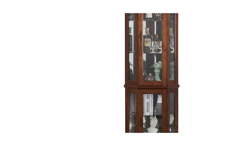 Glass Corner Curio Cabinet – Space-Saving Display Cabinet with Tempered Glass Shelves & Door