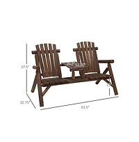 Slickblue Wood Patio Chair Bench with Center Coffee Table – Stylish and Functional Garden Seating Set for Courtyards and Outdoor Spaces