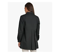 Stella Carakasi Women's Long Sleeves Cotton Poplin Asymmetrical Pleat Front Have It All Tunic