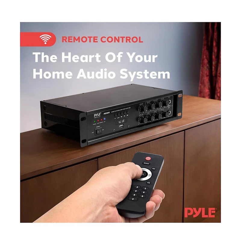 Pyle Wireless Bluetooth Home/Pa Mixing Amplifier With Usb Playback, Micro Sd Card Reader, Optical/Coaxial Inputs, 500 Watt