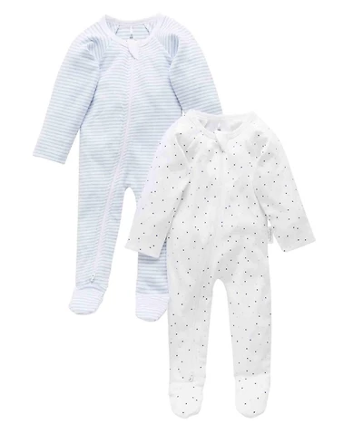 Purebaby Baby Boys 2 Pack Zip Coverall