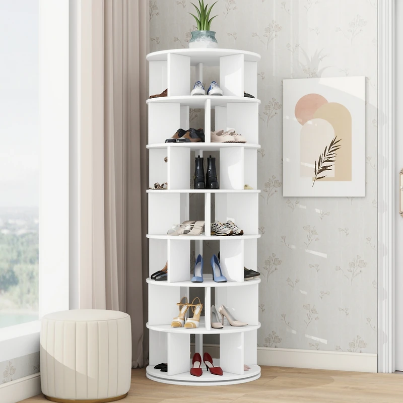 Streamdale Furniture 7-Tier Rotating Shoe Tower 360 Carousel Organizer