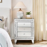 Streamdale Furniture Silver Mirror 3-Drawer Storage Cabinet