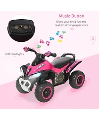 No Power Kids Ride On Push Car, Ride Racer, Foot-to-floor Sliding Car, Walking Atv Toy with Music, Lights, for 1.5-3 Years Old, Pink