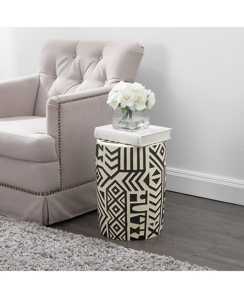 Jonathan Y Rafi Transitional Bohemian Geometric Drum Garden Stool