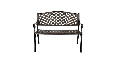 Slickblue Outdoor Cast Aluminum Bench with Mesh Backrest and Seat Surface for Comfortable Seating