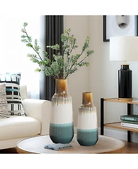 LuxenHome Earth Tones Ombre Stoneware Vase
