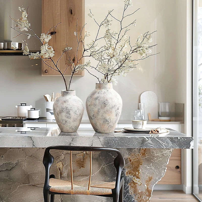 LuxenHome Marble White Inch Tall Stoneware Table Vase