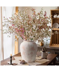 LuxenHome Marble Brown and White 12.4-Inch Tall Terracotta Vase
