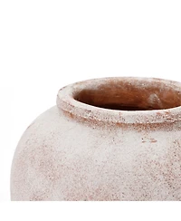LuxenHome Marble Brown and White 12.4-Inch Tall Terracotta Vase