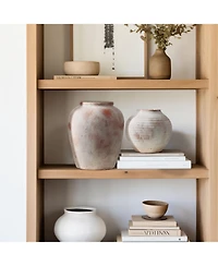 LuxenHome Marble Brown and White 7.5-Inch Tall Terracotta Vase