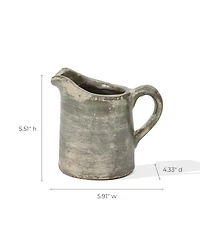 LuxenHome Rustic Farmhouse Brown Small Pitcher Terracotta Vase