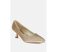 Dinah Rhinestones Embellished Kitten Heel Pumps
