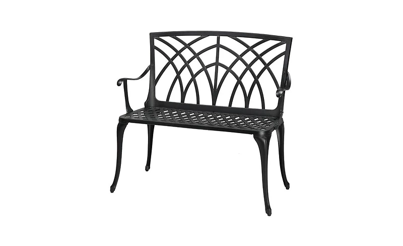 Slickblue 38-Inch Outdoor Aluminum Bench with Orchid Back in Black – Elegant and Durable Seating Solution for Patios and Gardens