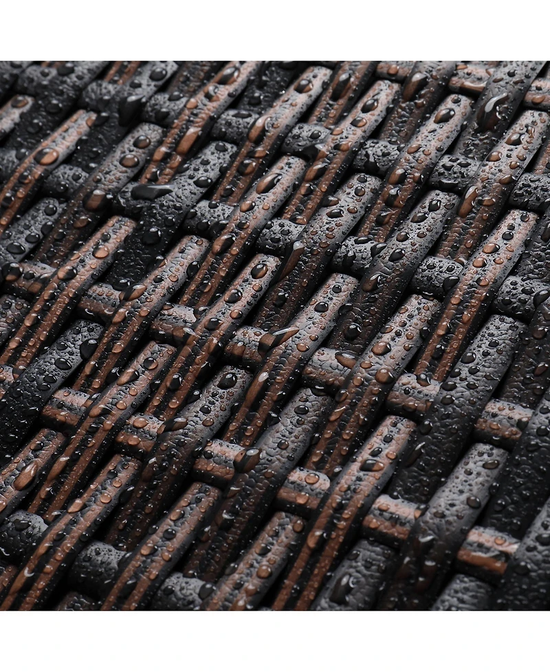 Slickblue Rattan Trash Can with Top Cover and Iron Frame Stylish Durable Waste Solution for Indoor or Outdoor Use