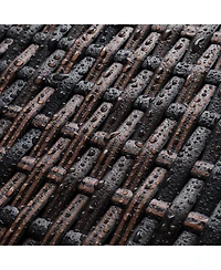 Slickblue Rattan Trash Can with Top Cover and Iron Frame Stylish Durable Waste Solution for Indoor or Outdoor Use