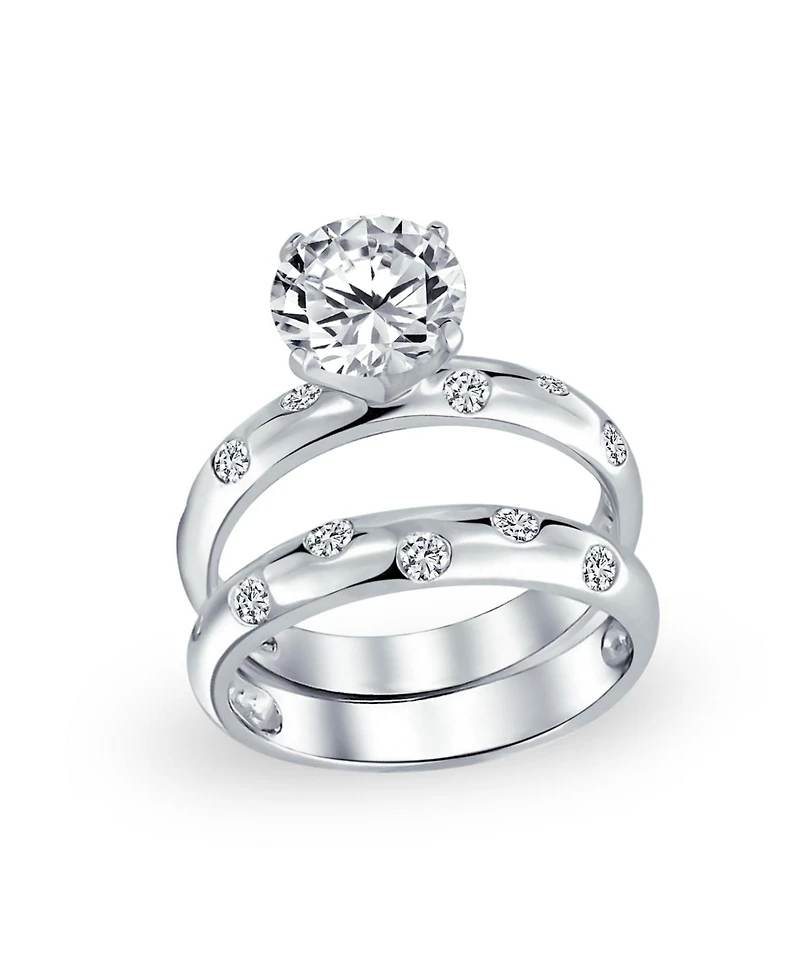 Bling Jewelry Etoile Cubic Zirconia 2CTW Cz Band Ring Set .925 Sterling Silver