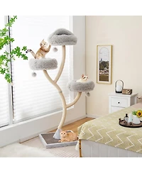 70 Inch Tall Cat Tree 4-Layer Cat Tower with 3 Perches and Dangling Balls