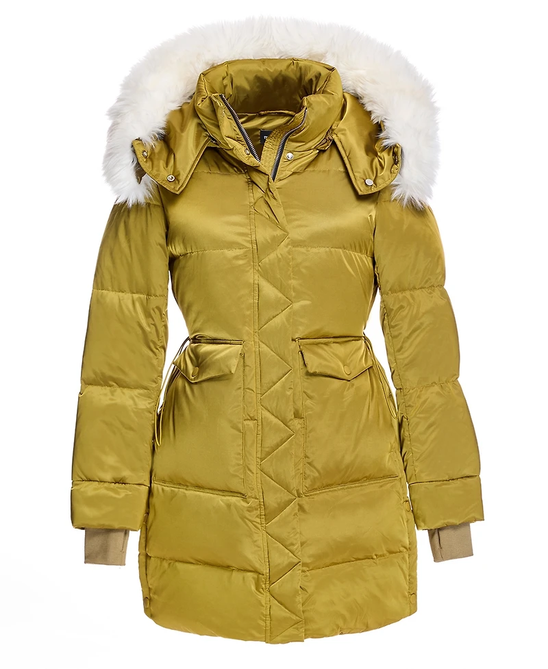 Julia & Stella by Maximilian Women's Puffer Coat with Shearling Trim