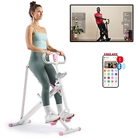 Sunny Health & Fitness Pink Row-n-Ride Plus, Squat Assist Rower, 330LBs Capacity and Free Access to SunnyFit App