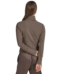 Andrew Marc Sport Women's Metallic Ribbed Turtleneck Top