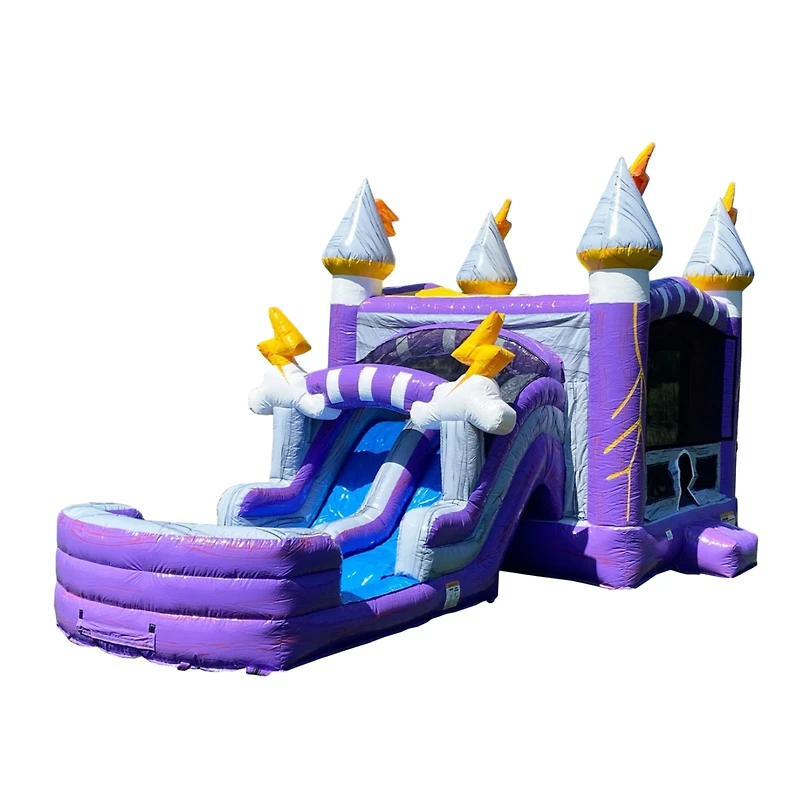 JumpOrange Thunder Commercial Grade Bounce House Water Slide with Pool for Kids and Adults (with Blower), Basketball Hoop, Wet Dry Combo, Outdoor, Big
