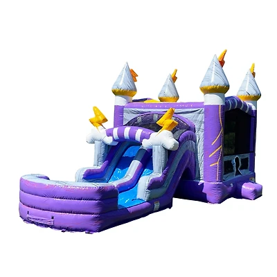 JumpOrange Thunder Commercial Grade Bounce House Water Slide with Pool for Kids and Adults (with Blower), Basketball Hoop, Wet Dry Combo, Outdoor, Big
