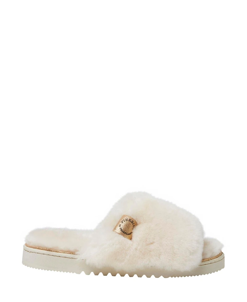 Fireside by Dearfoams Women's Cairns Genuine Shearling Fuzzy Slide Slipper