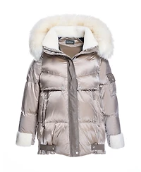 Julia & Stella by Maximilian Women's Puffer Jacket with Shearling Trim
