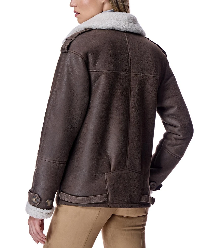 Julia & Stella by Maximilian Women's Shearling Pea Jacket