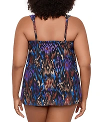 Miraclesuit Plus Size Razzle Dazzle Asymmetrical-Drape Tankini Top