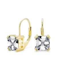 Bling Jewelry Classic Jewelry 4 Ctw Solitaire Square Cubic Zirconia Cz Royal Asscher Cut Drop Earrings Gold Plated Sterling Silver